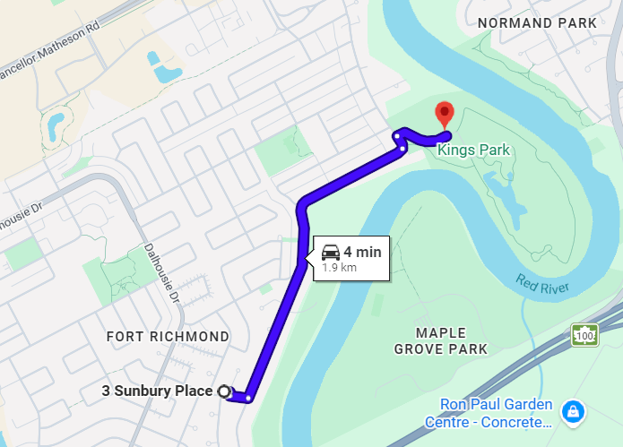 Distance from 3 Sunbury Place to Kings Park